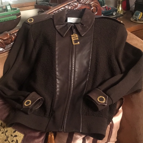 St. John Jackets & Blazers - St. John vintage leather sweater jacket